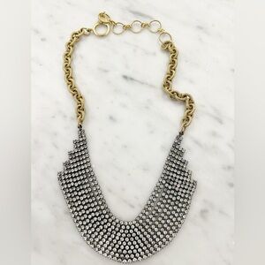 Elizabeth Cole Gold Rhinestone Bib Necklace (reversible & adjustable)